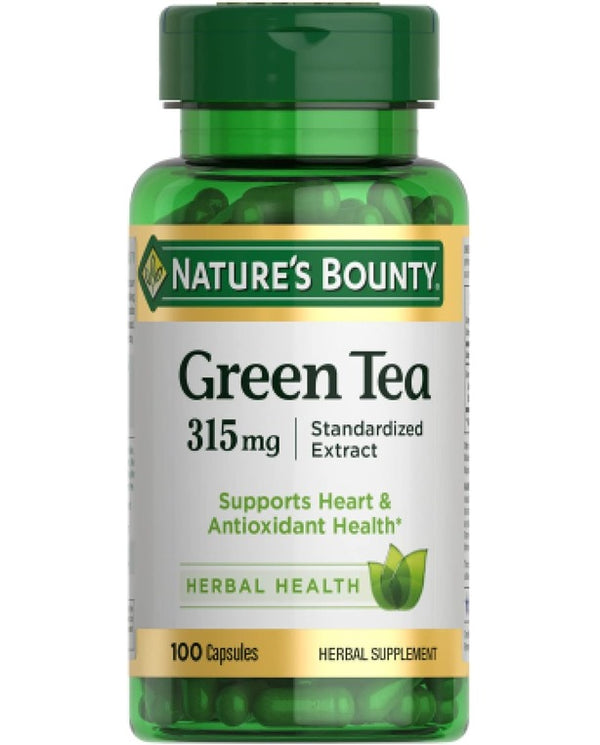 Nature's Bounty Green Tea Pills and Herbal Health
Supplement, Supports Heart and Antioxidant
Health, 315mg, 100 Capsules
