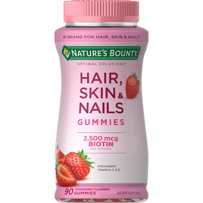 Nature's Bounty Hair Skin and Nail Vitamins With Biotin, Gummies, 90 Ct
