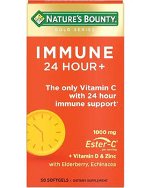 Nature's Bounty Immune 24 Hour +, The only Vitamin C with 24 Hour Immune Support from Ester C, Rapid Release Softgels, 50 Count