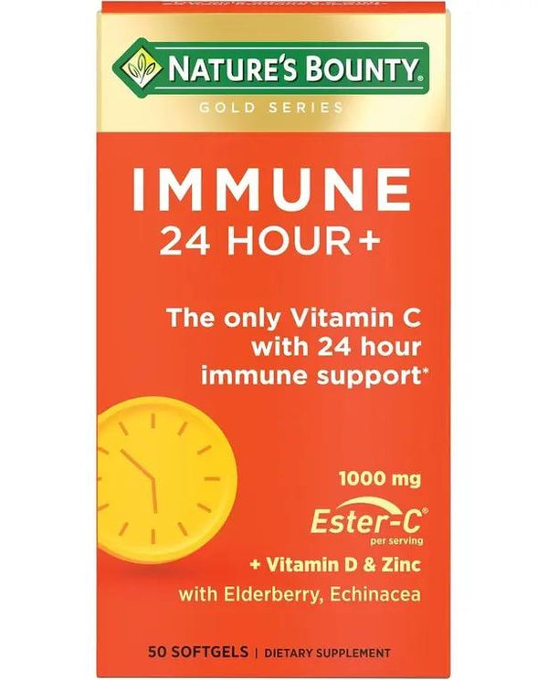 Nature's Bounty Immune 24 Hour +, The only Vitamin C with 24 Hour Immune Support from Ester C, Rapid Release Softgels, 50 Count