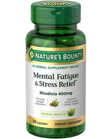 Nature's Bounty Mental Fatigue and Stress Relief, Rhodiola Supplement, 400 mg, Capsules, 30 Count
