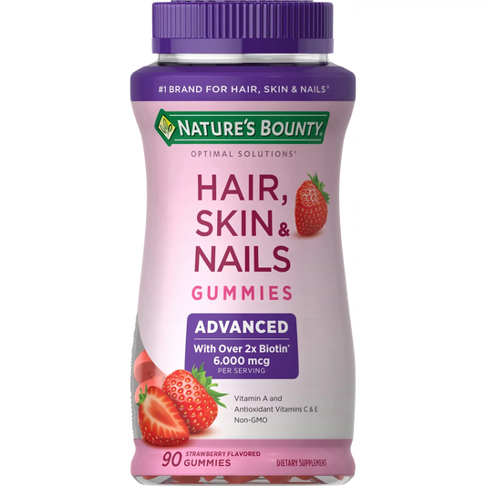 Nature's Bounty Optimal Solutions Advanced Hair, Skin & Nails Gummies, Strawberry, 90 ct
