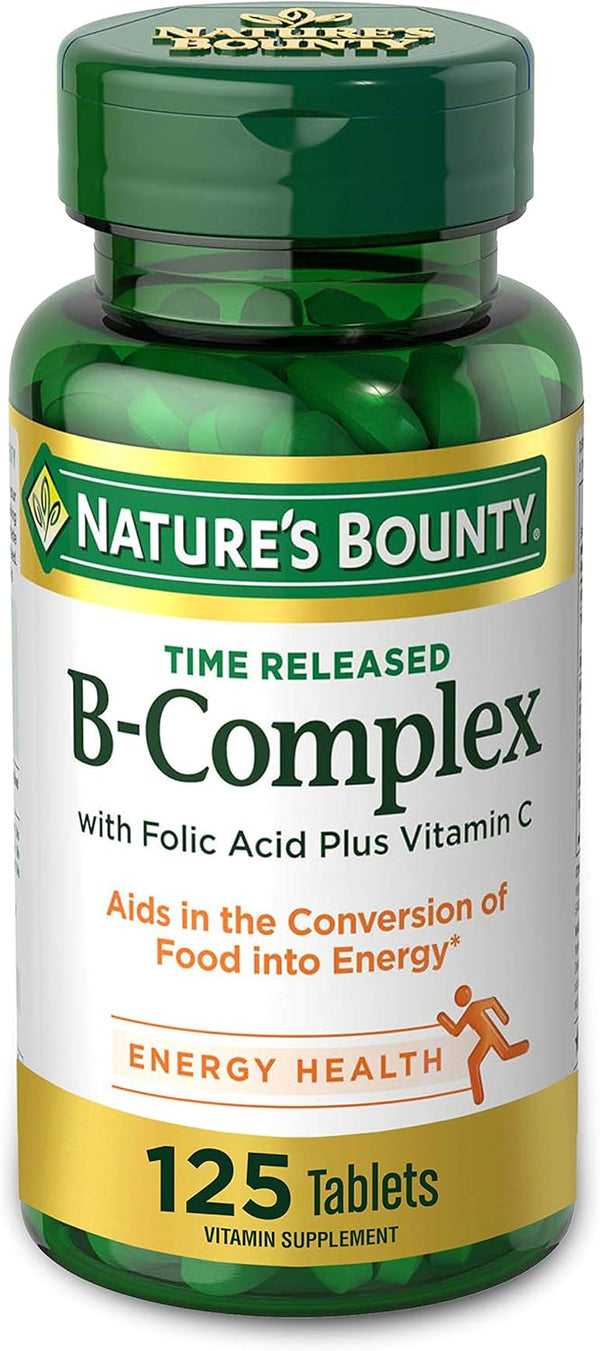 Nature's Bounty, Time Released B-Complex with Folic Acid Plus Vitamin C, 125 Coated Tablets