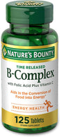 Nature's Bounty, Time Released B-Complex with Folic Acid Plus Vitamin C, 125 Coated Tablets