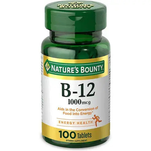 Nature's Bounty Vitamin B12 1000mcg, Supports Energy Metabolism and Nervous System Health, Vitamin Supplement, 100 Tablets
