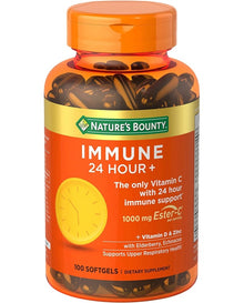 Nature's Bounty Vitamin C 24 Hour Immune Support with Zinc and Vitamin D, Daily Immune and Upper Respiratory Support, Ester Vitamin C 1000mg Capsules (Softgels), 100 Count
