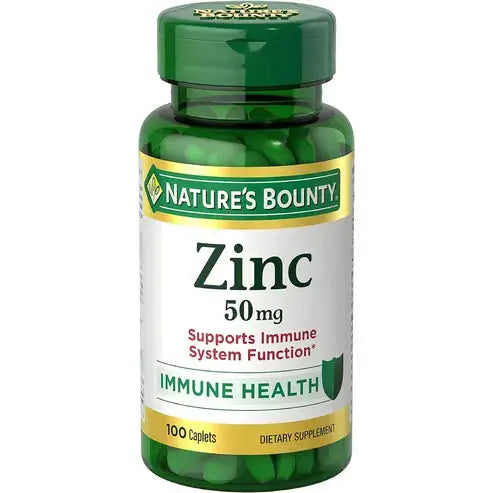 Nature's Bounty Zinc, Supports Immune System Function, Dietary Supplement, 50 mg, Caplets, 100 Ct
