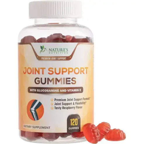 Nature's Nutrition Joint Support Glucosamine Gummies Plus Vitamin E - Joint Support Supplement for Occasional Discomfort Relief for Back, Knees & Hands - Joint Health & Flexibility Supplement - 120 Gummies
