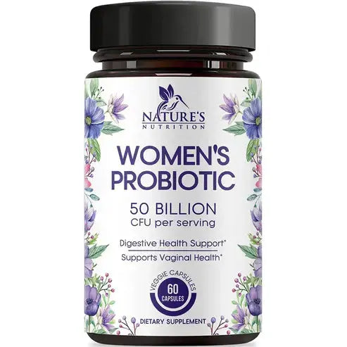 Nature's Nutrition Women's Probiotics 50 Billion CFU Guaranteed, Vegan Strains, Supports Women's Digestive, Immune, Vaginal, & Urinary Health, Delayed Release - 60 Capsules
