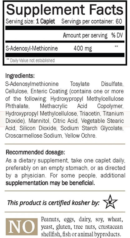 Nature's Trove SAM-e 400mg 60 Enteric Coated Caplets