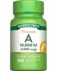 Nature's Truth Vitamin A 10000 IU (3000 mcg) | 100 Softgel Capsules | Non-GMO, Gluten Free Supplement | by Nature's Truth
