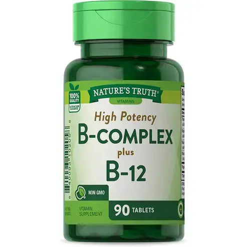 Nature's Truth Vitamin B Complex | Plus B12 | 90 Tablets | Vegetarian, Non-GMO & Gluten Free
