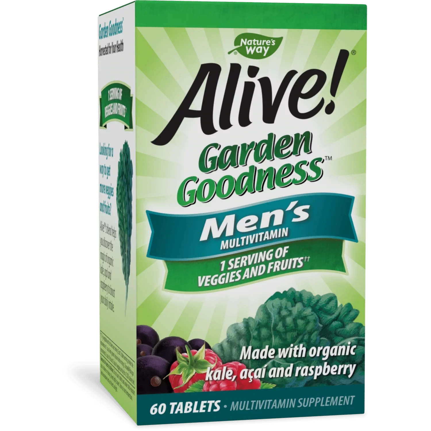 Nature's Way Alive! Garden Goodness Men's Multivitamin, Veggies & Fruits**, 60 Tablets
