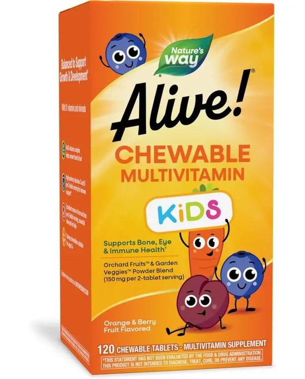 Nature's Way Alive Kids Chewable Multivitamin, Gluten Free, 120 Chewable Tablets