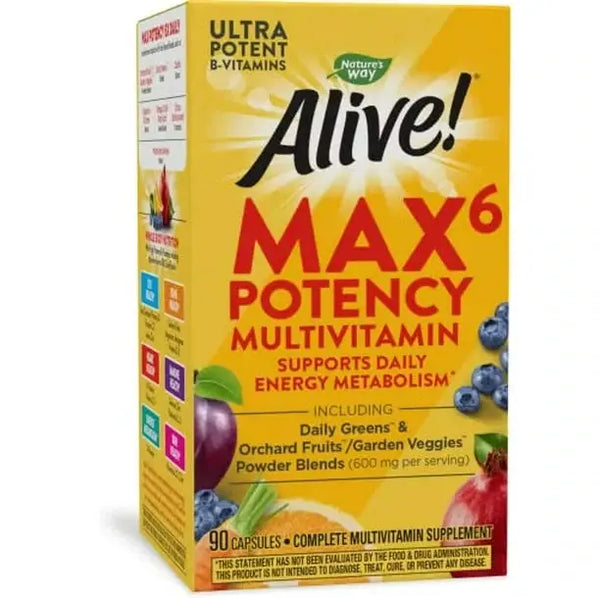 Nature's Way Alive! Max6 Potency Multivitamin, High Potency Antioxidants & B-vitamins to Support Daily Energy Metabolism*, 90 Tablets
