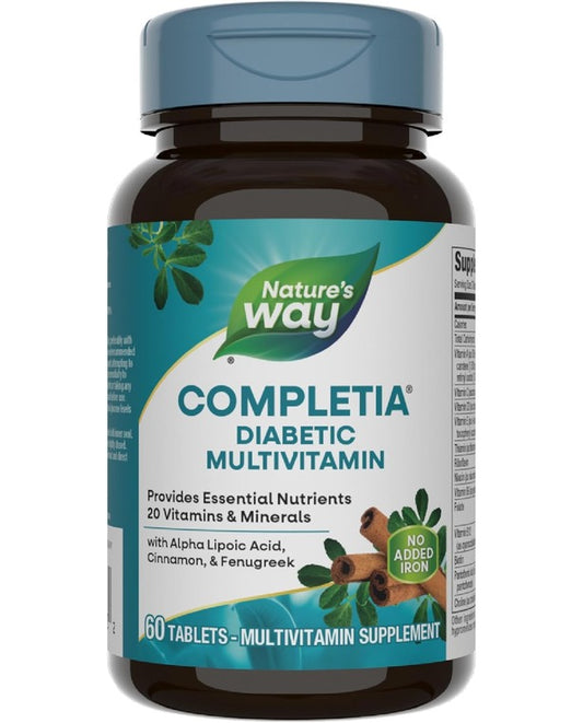 Nature's Way Completia Diabetic Multivitamin, High Potency B-Vitamins, 60 Tablets
