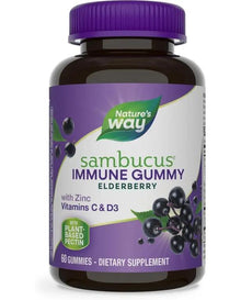 Nature's Way Elderberry Gummies Vitamin C, Vitamin D & Zinc, Immune Support for Kids & Adults 60 Gummies
