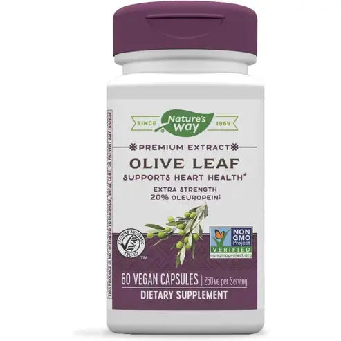 Nature's Way Premium Extract Standardized Olive Leaf 20% Oleuropein, 250 mg per serving, 60 VCaps
