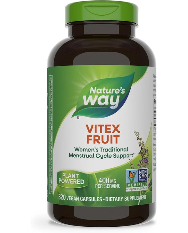 Nature’s Way Vitex Fruit, Traditional Support of Monthly Cycle*, Vegan, Non-GMO, 320 Capsules
