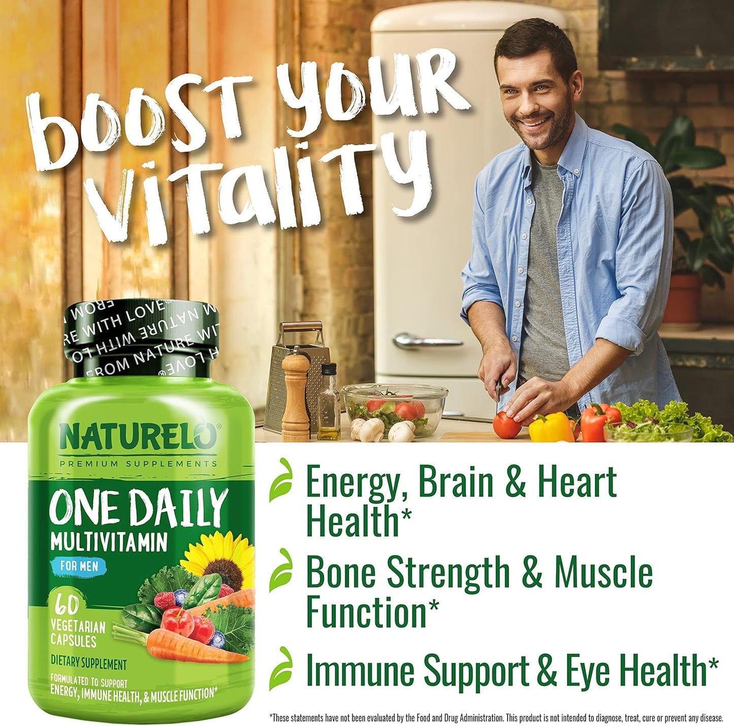 NATURELO Mens Multivitamins - One Daily Multivitamin for Men