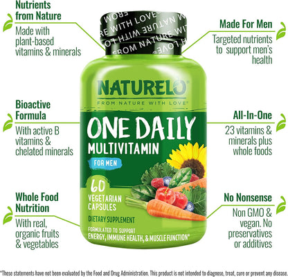 NATURELO Mens Multivitamins - One Daily Multivitamin for Men