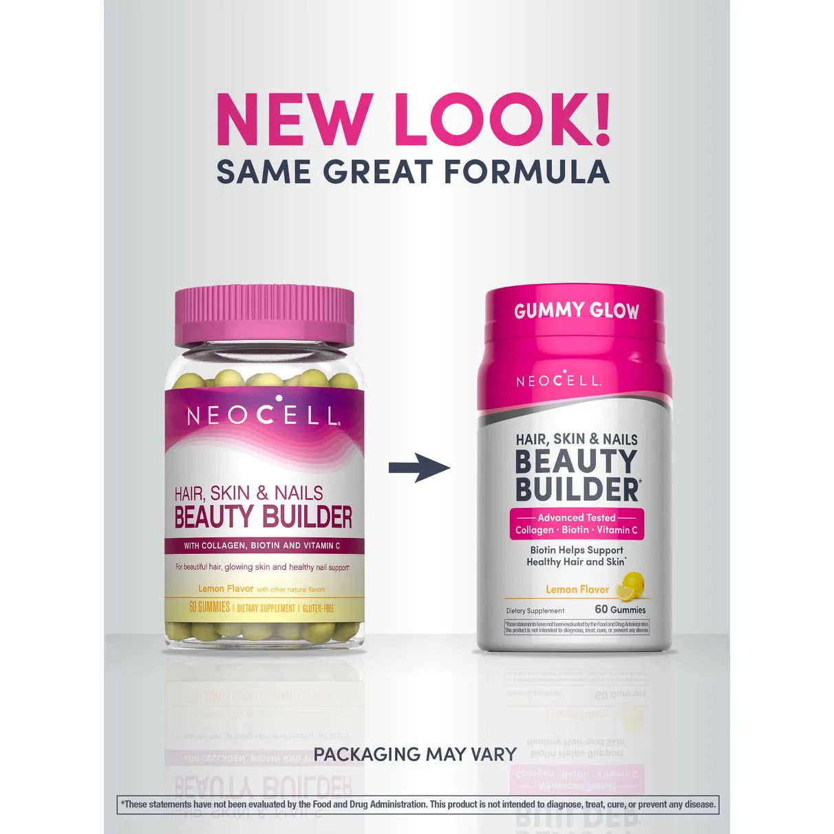 NeoCell Collagen, Vitamin C & Biotin Suppl. Lemon Flavor, 60 Gummies