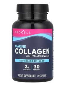 NeoCell Marine Collagen With Collagen Type 1 and 3 and Hyaluronic Acid, 120 Count