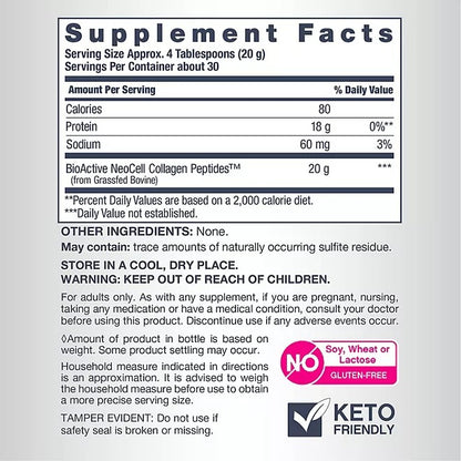 NeoCell Super Collagen Peptides Powder, Unflavored, 20 g, 21.2 oz