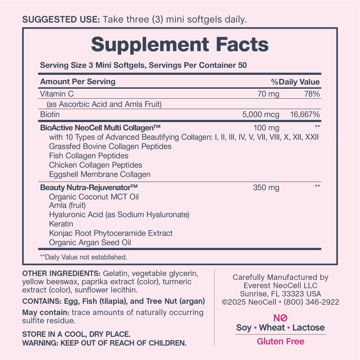 NeoCell Hair Skin and Nails Vitamins with Collagen | 150 Softgels