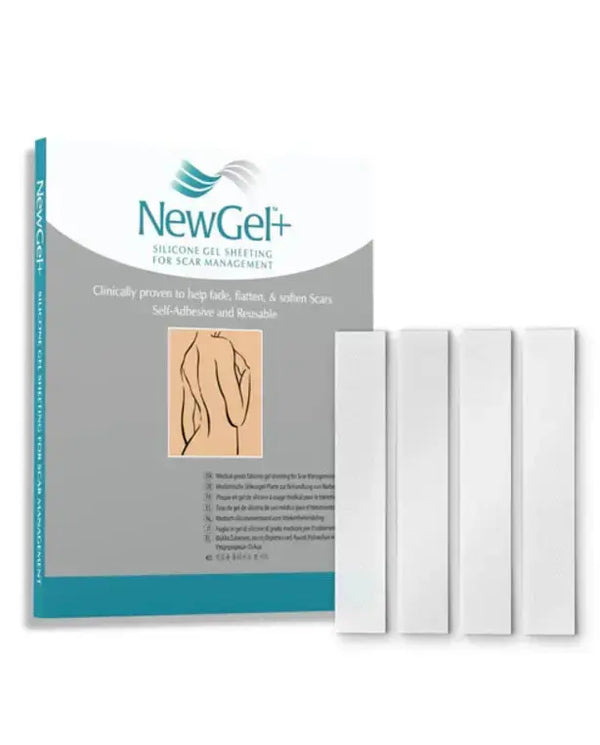 NewGel Advanced Silicone Professional Scar Sheets by MyNewGel, Ultra-Thick, for OLD and NEW Scars, Surgery, Keloids, C-Section, Burns, Reusable, 1" x 6" Sheet (4 Count) - CLEAR
