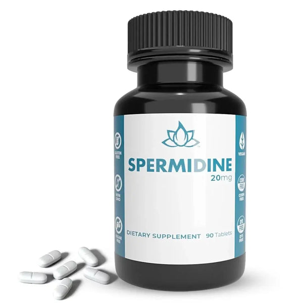 New World Health Pure Spermidine 20mg Supplement - High Potency Fast Absorption - Anti-Aging Fertility and Reproductive Health Support for Men Women - 60 Tablets - Non-GMO, Gluten-Free
