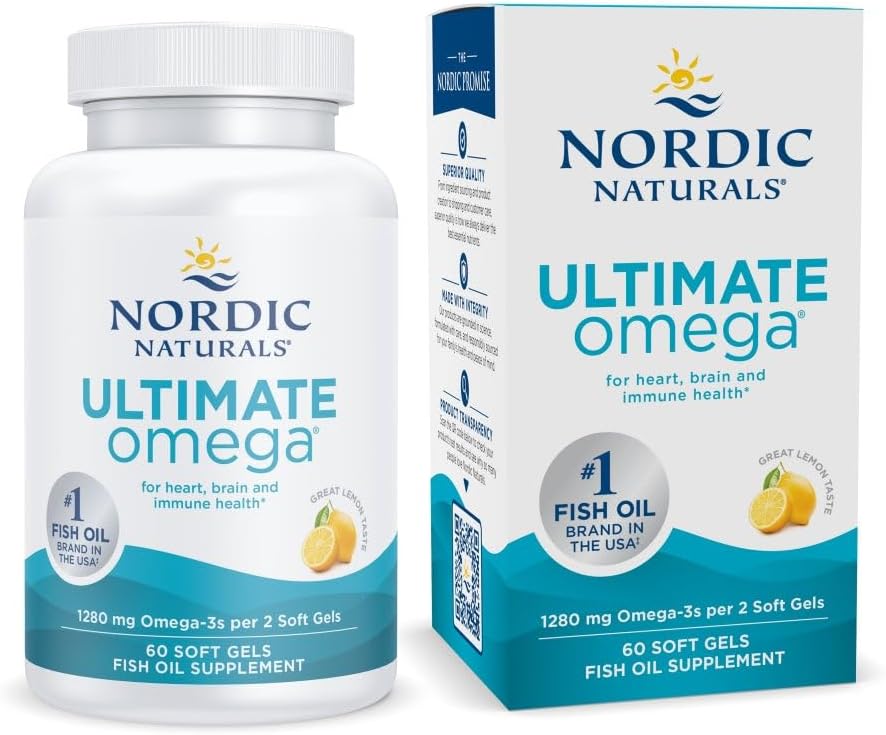 Nordic Naturals Ultimate Omega, Lemon Flavor - 60 Soft Gels - 1280 mg Omega-3 - High-Potency Fish Oil Supplement with EPA & DHA