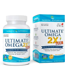 Nordic Naturals Ultimate Omega 2X Teen, Strawberry - 60 Mini Soft Gels - 1120 mg Total Omega-3s with EPA & DHA - Brain Health, Positive Mood, Social Development, Learning - Non-GMO - 30 Servings
