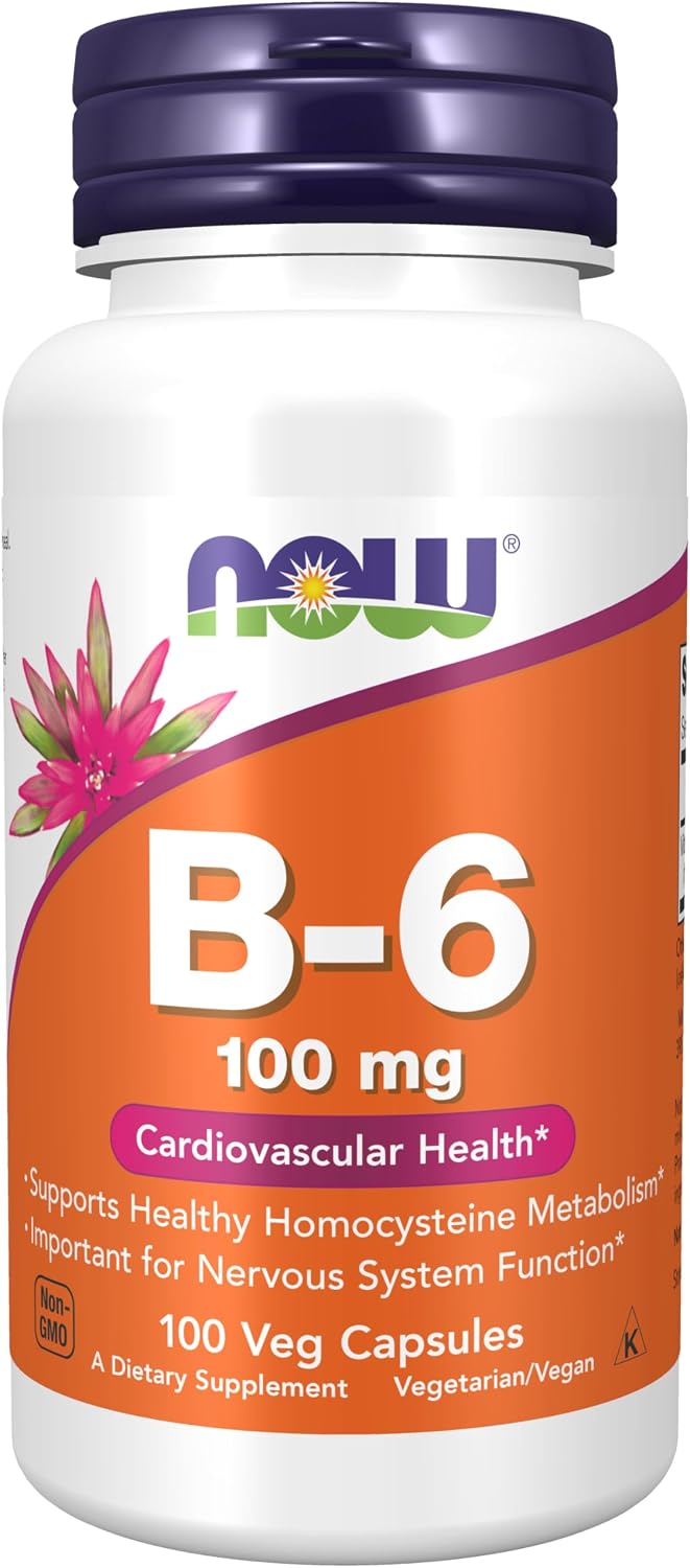 NOW Supplements, Vitamin B-6 (Pyridoxine HCl) 100 mg, 100 Veg Caps