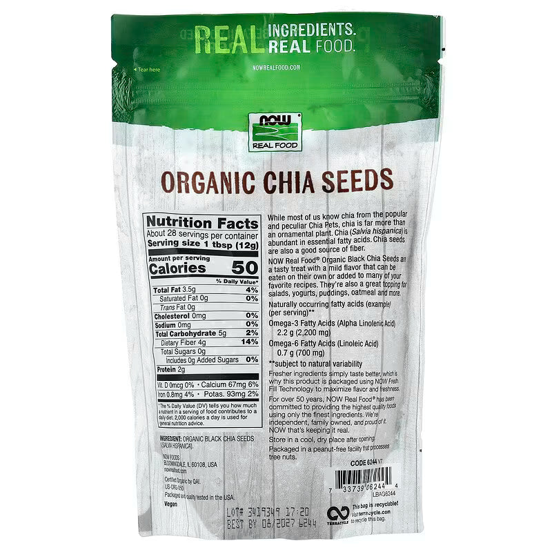 NOW Foods Organic Chia Seeds, 12 oz (340 g)