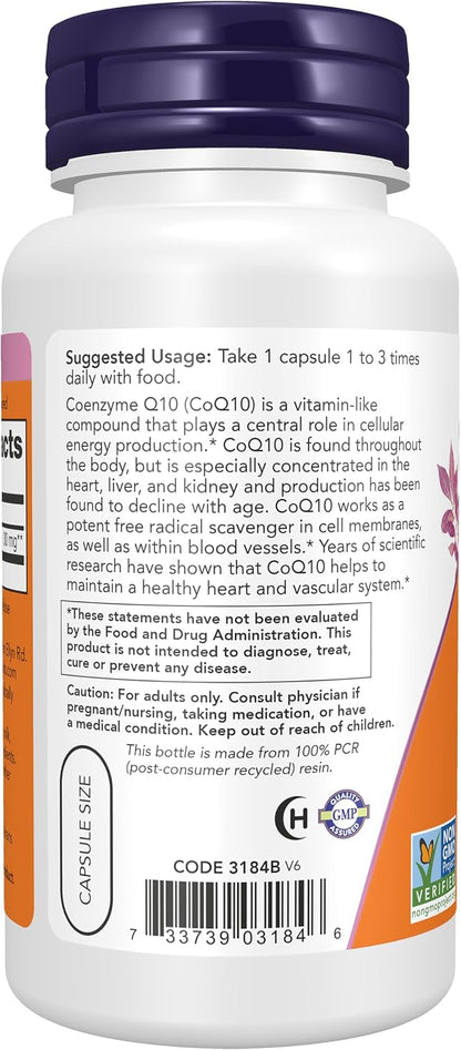 NOW Supplements, CoQ10 30 mg, Pharmaceutical Grade, 60 Veg Caps
