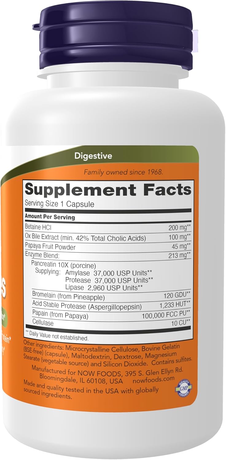 NOW Supplements, Super Enzymes, Formulated with Bromelain, Ox Bile, Pancreatin and Papain, Super Enzymes