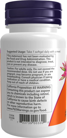 NOW Foods Vitamin A 10000 IU, 100 Softgels