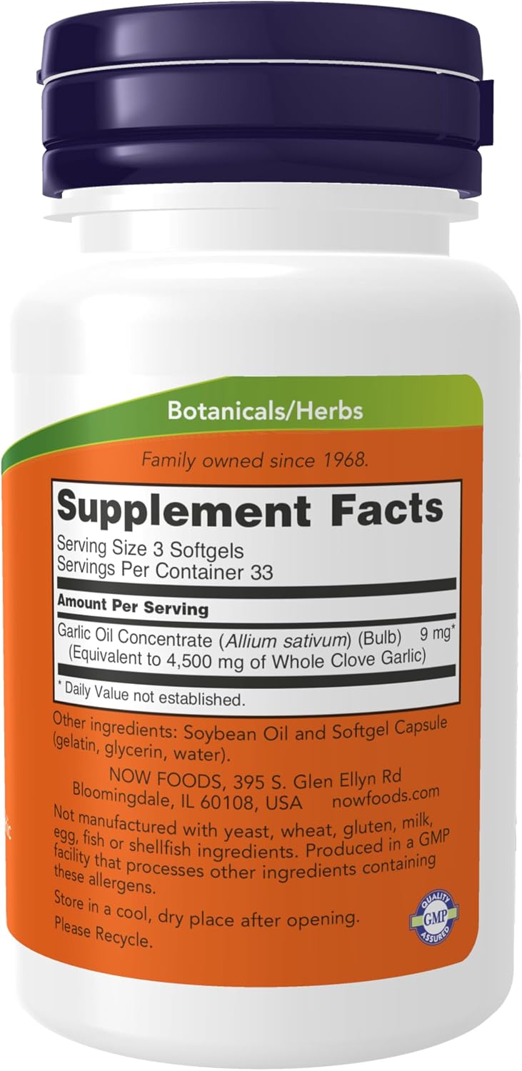 Now Foods Garlic Oil, 100 Softgels 1500 mg