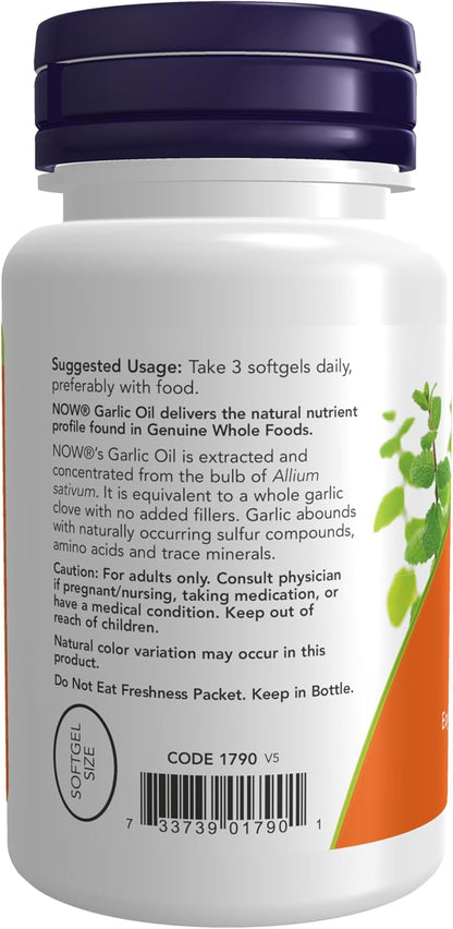 Now Foods Garlic Oil, 100 Softgels 1500 mg