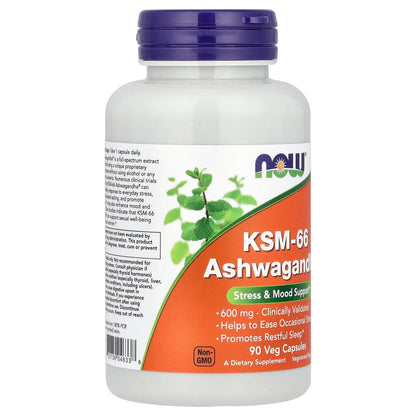 NOW Foods, KSM-66 Ashwagandha®, 600 mg, 90 Veg Capsules