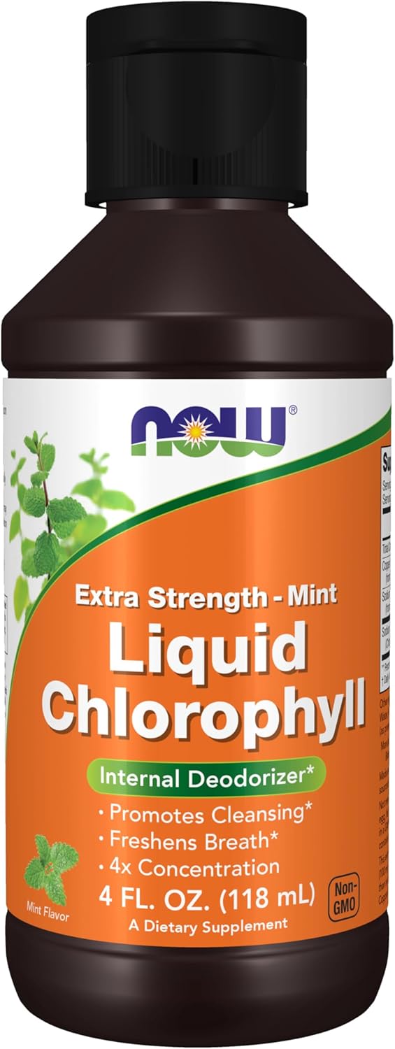 Now Supplements, Extra Strength Liquid Chlorophyll, Mint, Internal Deodorizer, 4 fl. Oz.