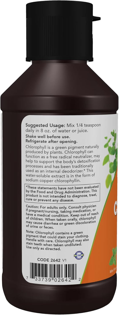 Now Supplements, Extra Strength Liquid Chlorophyll, Mint, Internal Deodorizer, 4 fl. Oz.