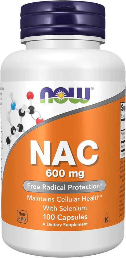 NOW Foods NAC (N-Acetyl Cysteine) 600 mg with Selenium, 100 Capsules