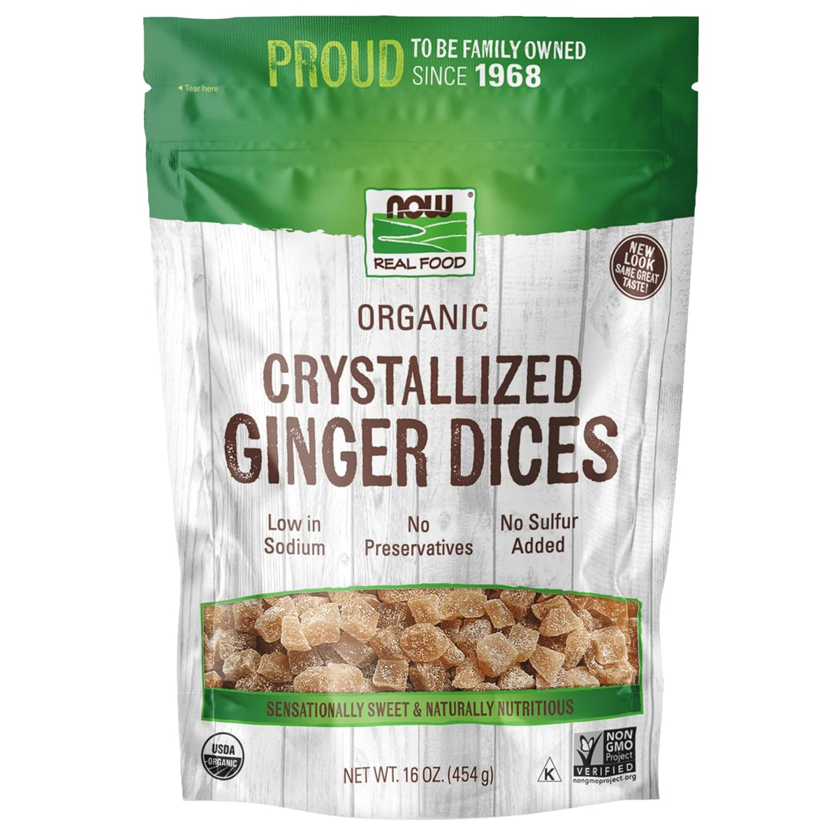 NOW Foods, Organic Crystallized Ginger Dices, No Preservatives, 16 oz