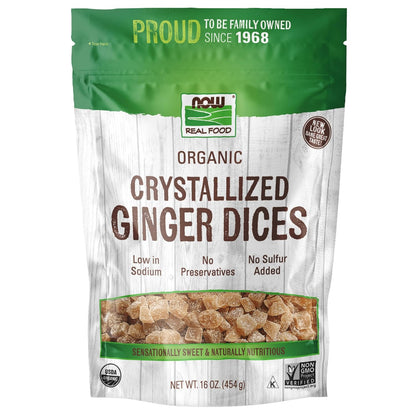 NOW Foods, Organic Crystallized Ginger Dices, No Preservatives, 16 oz
