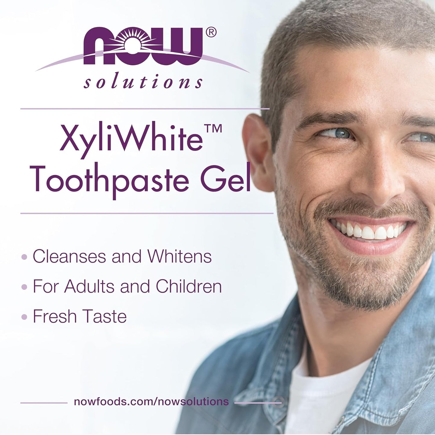 NOW Foods Solutions, Xyliwhite Toothpaste Gel, Coconut Oil, Cleanses and Whitens, Cool Coconut-Mint Taste, 6.4-Ounce