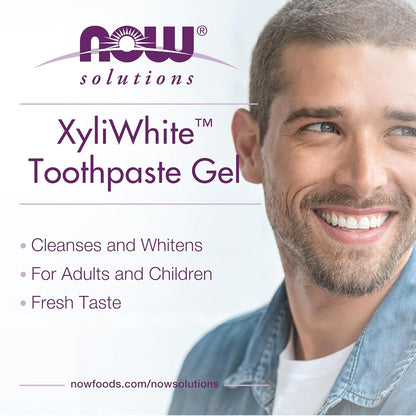 NOW Foods Solutions, Xyliwhite Toothpaste Gel, Coconut Oil, Cleanses and Whitens, Cool Coconut-Mint Taste, 6.4-Ounce