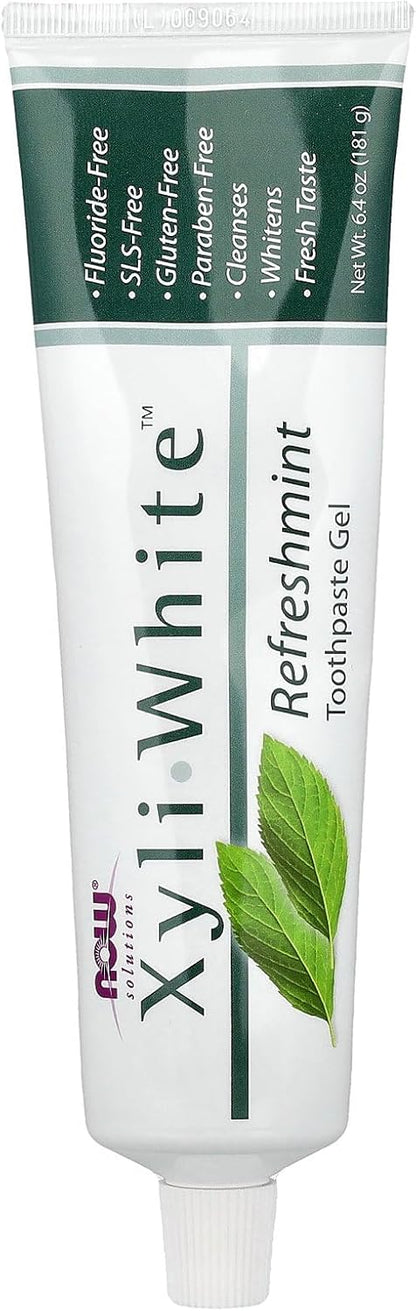 NOW Foods Solutions, Xyliwhite Toothpaste Gel, Refreshmint, Cleanses and Whitens, Fresh Taste, 6.4-Ounce