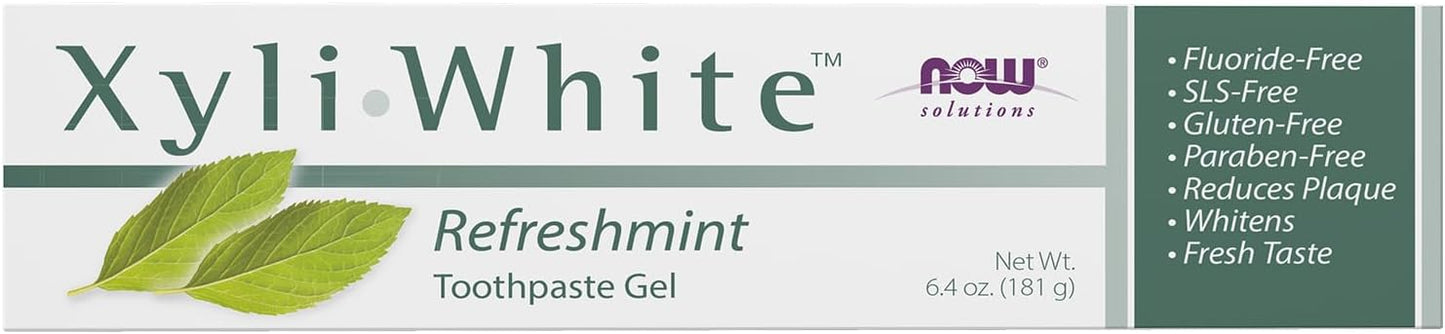 NOW Foods Solutions, Xyliwhite Toothpaste Gel, Refreshmint, Cleanses and Whitens, Fresh Taste, 6.4-Ounce